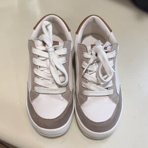 J. Crew Kids White and Tan Sneakers